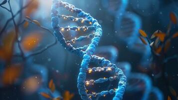 Artistic depiction of a DNA double helix in a scientific, detailed illustration. photo