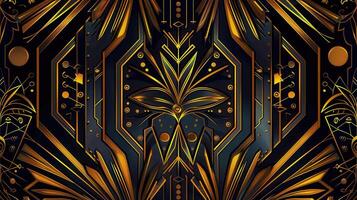 Intricate art deco gold and black design, perfect for adding a touch of vintage elegance. photo