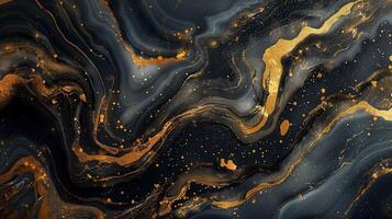 Stunning abstract design features gold and dark colors in fluid and dynamic lines. photo