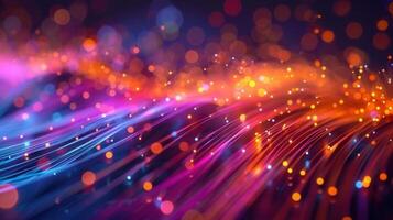A vibrant abstract digital art piece with flowing lines, bokeh, and colorful light. photo