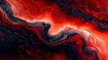 A captivating abstract artwork showcasing a rich blend of red, black, and grey fluid colors. photo