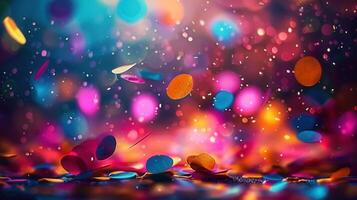 A beautiful display of confetti and lights, ideal for holiday celebrations and festive events. photo