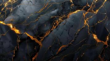 Stunning dark marble design with gold veins provides an elegant and luxurious aesthetic. photo