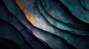 An abstract artwork with flowing textured layers of blue, teal, and gold creating depth and elegance. photo