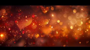 A captivating display of glowing hearts and bokeh lights, perfect for romantic occasions. photo