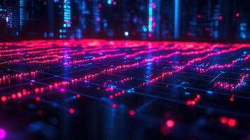 Vibrant and abstract digital data network illustration, showing the flow of information. photo