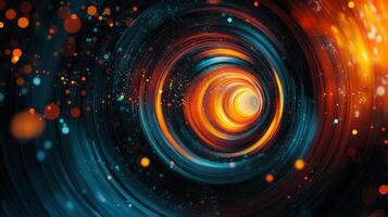 A mesmerizing artistic representation of a colorful, vibrant vortex against a dark background. photo