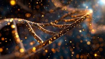 Captivating depiction of a glowing dna double helix, highlighting molecular structure and genetic research. photo