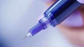 A close-up shot of a sterile medical needle, showcasing its design and sharpness. photo