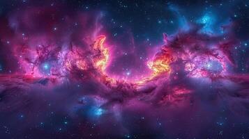 Stunning nebula in space, a vibrant celestial display of colorful cosmic clouds and stars. photo