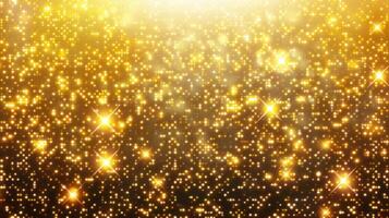 Beautiful, golden glitter background with bright, twinkling lights for a festive design. photo