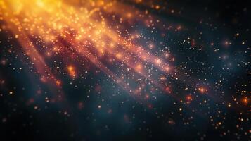 An abstract and artistic display of warm, golden light rays streaming downwards. photo