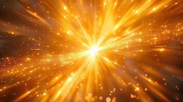 Dynamic golden light radiating outwards from a central point, perfect for energy concepts. photo