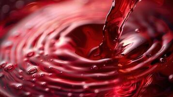 A captivating shot of red liquid as it pours and swirls, creating a mesmerizing display. photo