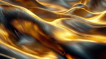 Abstract golden and silver metallic design showcasing flowing textures and intricate details. photo