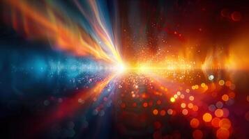 Striking abstract image of light beams and vibrant colors creating an energetic and dynamic visual. photo