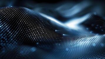 A captivating abstract representation featuring a luminous dotted wave on a dark background. photo