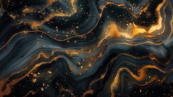 Abstract gold and black marble texture with fluid, elegant, and luxury patterns. photo