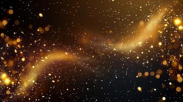 A captivating golden glitter background with bokeh and light effect, perfect for celebration and events. photo