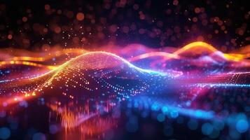 Captivating digital art piece showing abstract wavy lines with a bokeh effect background. photo
