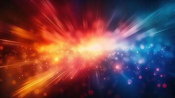 An eye-catching abstract image with dynamic burst of warm and cold colors blending together. photo