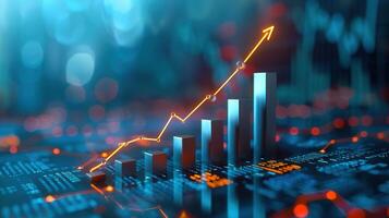 Dynamic visualization of financial trends and growth, symbolizing business success and market increase. photo