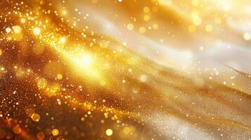 A captivating golden abstract with sparkling lights and flowing textures, exuding luxury. photo