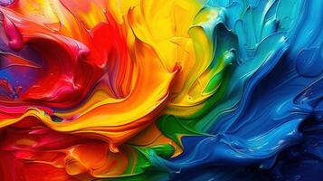 A stunning and energetic abstract artwork composed of bright, flowing colors and textures. photo