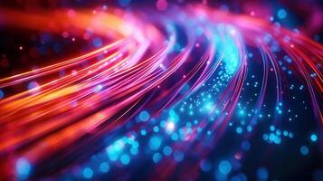 Vibrant abstract artwork of glowing digital data lines showcasing network and communication. photo