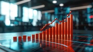 An upward trending financial graph representing success in a corporate environment. photo