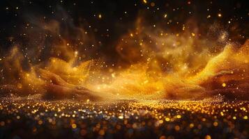 A stunning display of golden particles, creating a magical and ethereal abstract background. photo