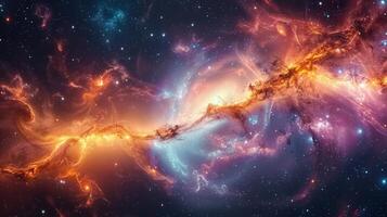 The breathtaking cosmic scenery of a luminous nebula, filling the universe with vibrant colors. photo