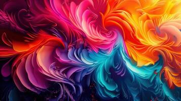 An abstract composition is a vivid dance of colors and organic shapes with an amazing flow. photo