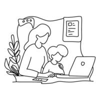 Mother and child exploring science projects together inspiring curiosity and learning vector