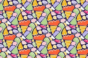 Vibrant abstract shapes pattern. A playful and colorful seamless pattern with organic forms. Perfect for backgrounds, textiles, and creative projects. The image has a lively and modern feel vector