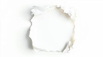 Realistic torn edge sticky note on white background for creative design projects photo