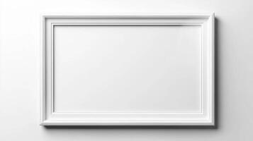 Minimalistic white rectangular frame on plain background for art and design projects photo