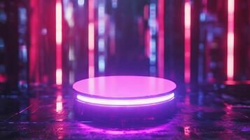 Futuristic abstract background with glowing podium for modern design photo