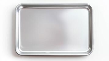 Realistic empty square tin serving tray for kitchen and dining display photo