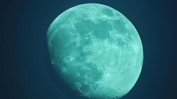Lunar exploration concept with teal-toned moon texture for artistic design photo