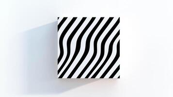 Realistic empty square picture frame with modern black and white abstract pattern photo