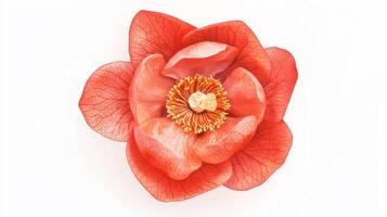 Realistic close-up of a red magnolia blossom for floral design and decor photo
