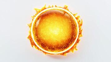 Radiant sun-shaped frame with glowing flames for creative design photo