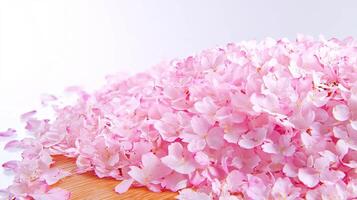 Beautiful pile of realistic sakura petals on light background for spring design photo