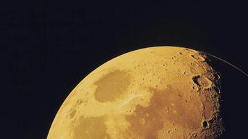 Lunar surface abstract with golden texture and chaotic patterns photo