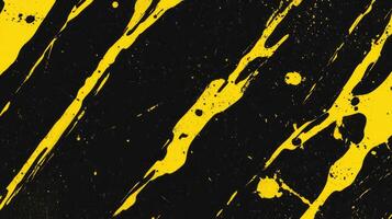 Vibrant chaotic grunge texture with yellow and black paint splashes photo