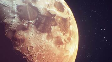 Lunar chaos in bronze texture. artistic interpretation of the moon photo
