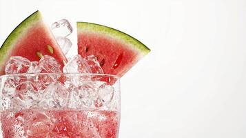 Refreshing summer watermelon juice with ice in a glass for a cool beverage concept photo