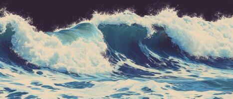 Seamless texture of powerful ocean waves crashing against each other in vibrant detail photo
