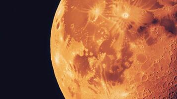 Abstract orange moon texture with chaotic patterns photo
